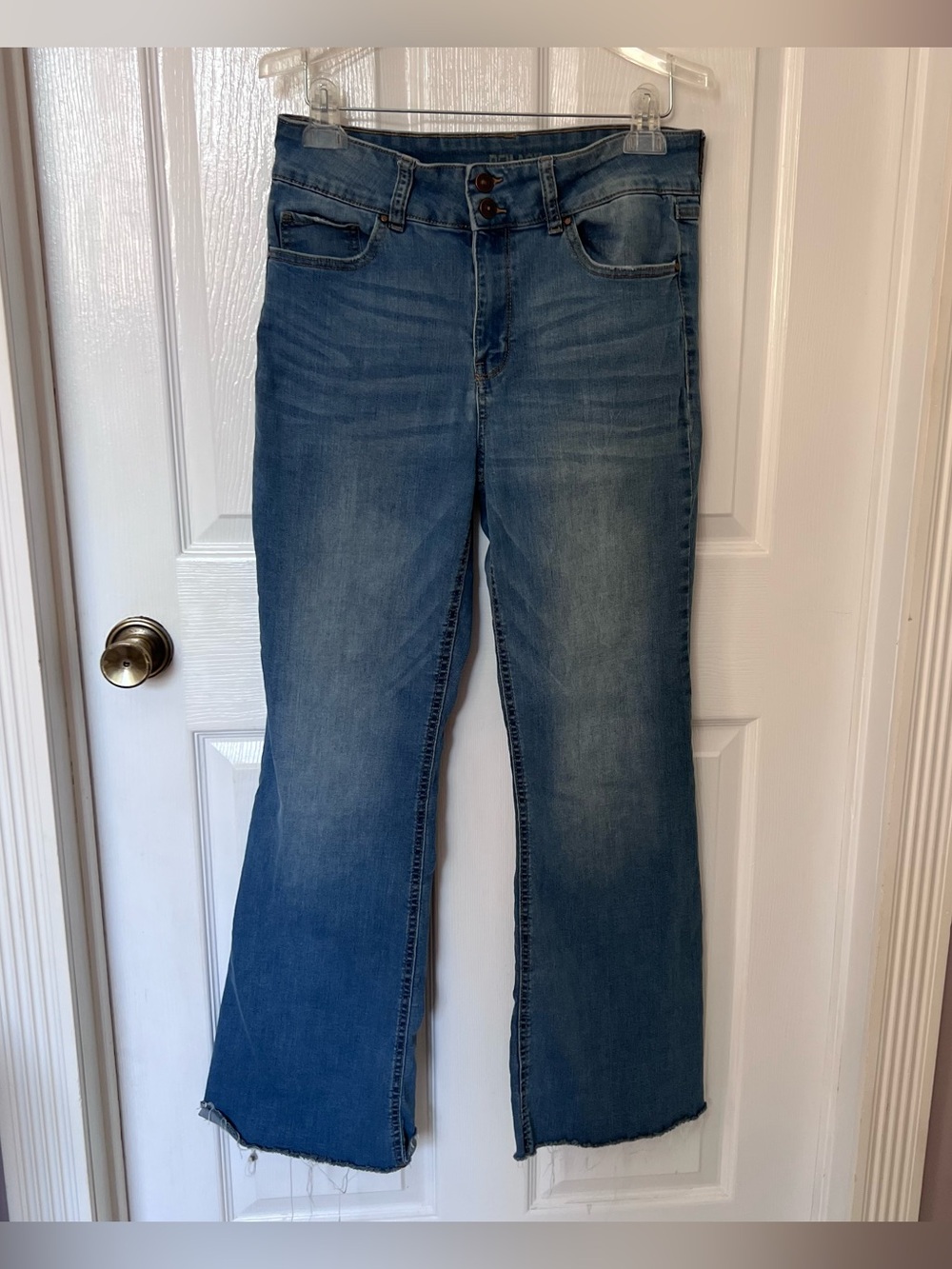 REWASH Women's Blue Denim Jeans with Frayed Hem